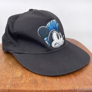 Disney Mickey Mouse Black Blue Mohawk Punk Baseball Hat Edgy Cap Teen Youth Size